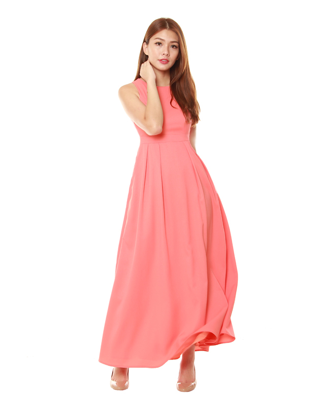 Avery Maxi Dress in Pastel Coral