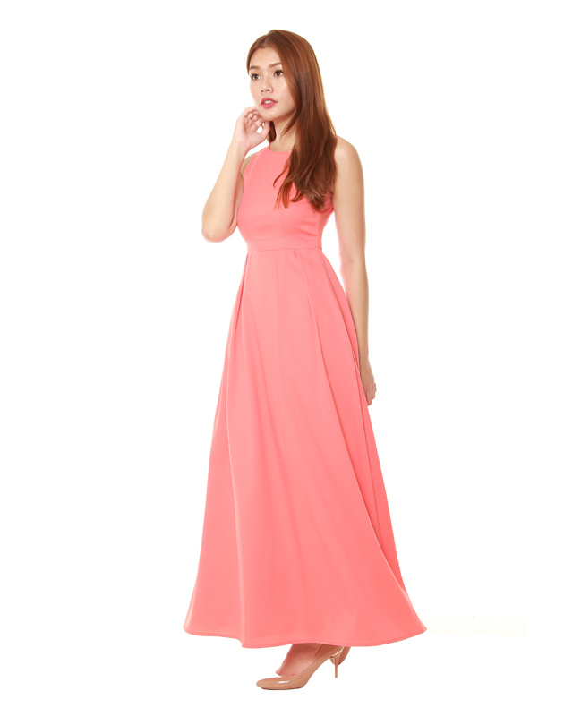 Avery Maxi Dress in Pastel Coral