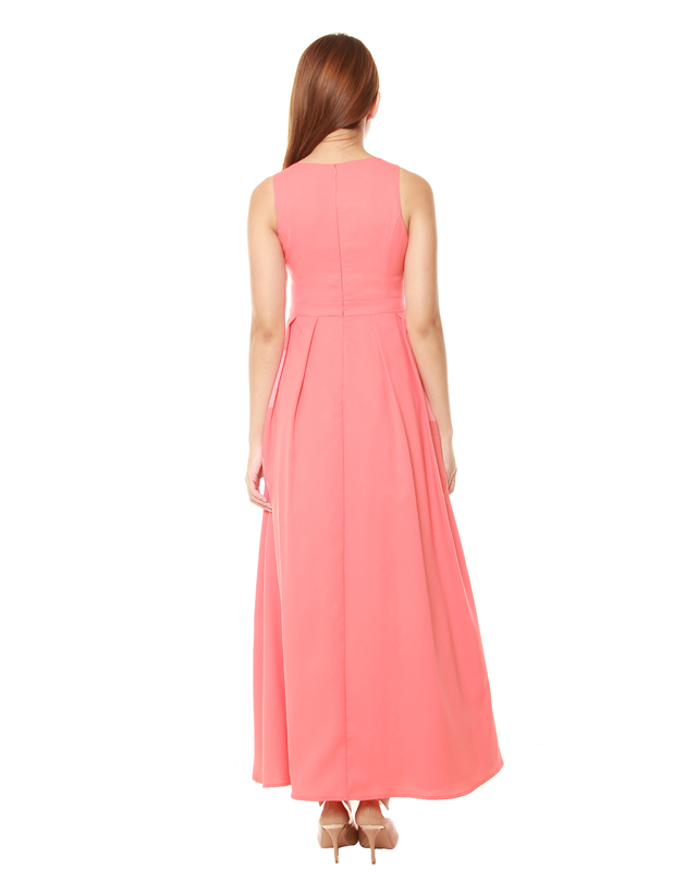 Avery Maxi Dress in Pastel Coral