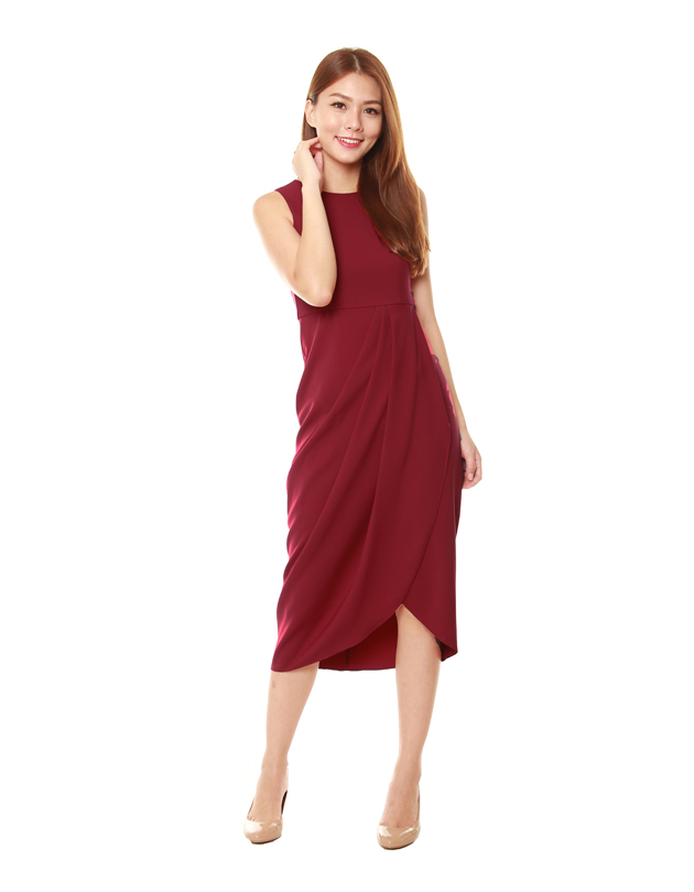 Tara Dress in Dark Red