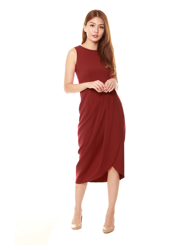 Tara Dress in Dark Red