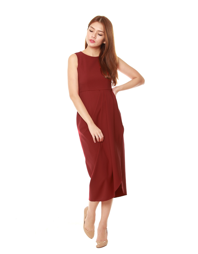 Tara Dress in Dark Red